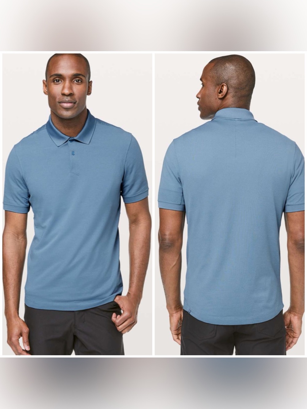 Lululemon Men's Tech Pique Polo Short Sleeve Shirt Blue Size Large